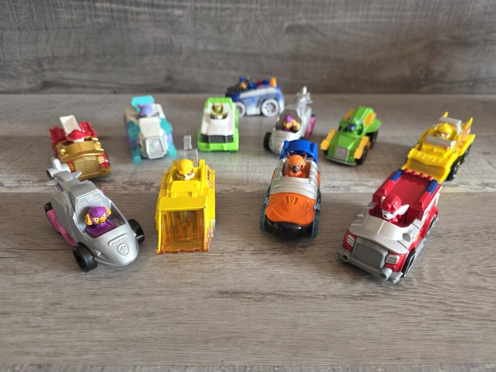 Paw Patrol Mighty Pups True Metal Diecast Cars Lot of 11 g40